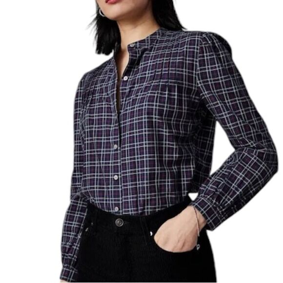 Untuckit Plaid Tara Shirt Women’s, Navy/Red, Size 10, NWT - Picture 1 of 12